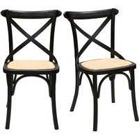 Bistro-Stühle aus schwarzem Holz und Rattangeflecht (2er-Set) marcel von MILIBOO