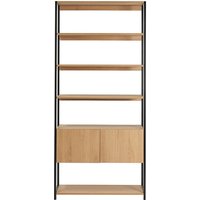 Miliboo - Bücherregal mit geschlossenem Stauraum in hellem Eichenholz und schwarzem Metall B94 cm flea Miliboo - Bücherregal mit geschlossenem Stauraum in hellem Eichenholz und schwarzem Metall B94 cm flea von MILIBOO
