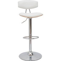 Miliboo - Design-Barhocker höhenverstellbar weiß und helles Holz vasco von MILIBOO