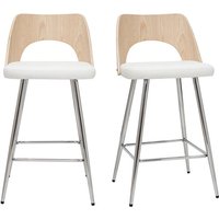 Miliboo - Design-Barhocker in Weiß und Holz H66,5 cm (2er Set) falcom von MILIBOO