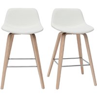 Design-Barhocker weiß mit hellem Holz h 65 cm (2er-Set) nonie von MILIBOO
