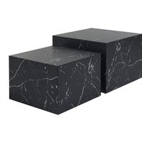 Miliboo - Design-Beistelltische mit Marmor-Effekt in Schwarz (2er-Set) calla von MILIBOO
