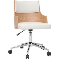 Miliboo - Design-Bürostuhl weiß und helles Holz mit integriertem Kissen mayol von MILIBOO