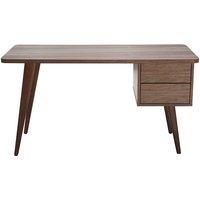 Design-Schreibtisch Nussbaum L140 cm fifties - Nussbaum von MILIBOO