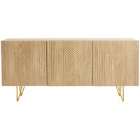 Design-Sideboard aus hellem Eichenholz-Finish und goldfarbenem Metall mit 3 Türen B160 cm ozen von MILIBOO