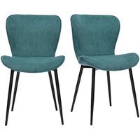 Miliboo - Design-Stühle aus blauem Samtstoff und schwarzem Metall (2er-Set) addict von MILIBOO