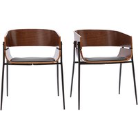 Design-Stühle aus dunklem Holz und schwarzem Metall (2er-Set) wess - Nussbaum / Schwarz von MILIBOO