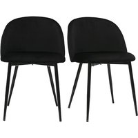 Design-Stühle aus schwarzem Samt und schwarzem Metall (2er-Set) celeste - Schwarz von MILIBOO