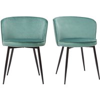 Miliboo - Design-Stühle aus seladongrünem Samtstoff und Metall (2er-Set) serif - Lagunengrün von MILIBOO