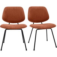 Miliboo - Design-Stühle aus terracottafarbenem Stoff mit Samteffekt und schwarzem Metallfuß (2er-Set) barnet von MILIBOO