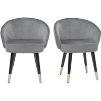 Miliboo - Design-Stühle mit grauem Samt und schwarz-vergoldeten Metallbeinen (2er-Set) brizo von MILIBOO