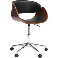 Miliboo - Design-Stuhl auf Rollen Schwarz und Nussbaum bent - Nussbaum / Schwarz von MILIBOO