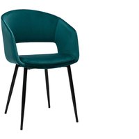 Miliboo - Design-Stuhl aus petrolblauem Samt mit Füßen aus schwarzem Metall prisma - Blaues Öl von MILIBOO