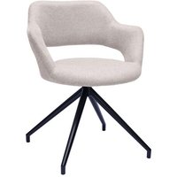 Miliboo - Drehstuhl 360° aus beigem strukturiertem Samteffektstoff und schwarzem Metall jessy von MILIBOO