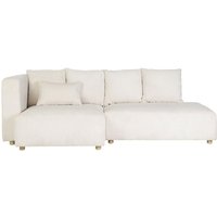 Miliboo - Ecksofa links 3-Sitzer aus beigem Cord-Flachgewebe und hellem Holz harlem Miliboo - Ecksofa links 3-Sitzer aus beigem Cord-Flachgewebe und hellem Holz harlem von MILIBOO
