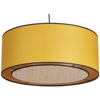 Hängeleuchte aus senfgelbem Leinen und Bast d 50 cm traves von MILIBOO