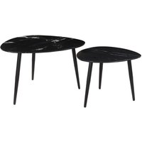 Miliboo - Ovale ausziehbare Couchtische aus schwarzem Marmor und Metall (2er-Set) platz von MILIBOO