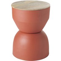 Miliboo - Runder Design-Beistelltisch mit Ablage aus rotbraunem Metall und massivem Mangoholz D30 cm yoyo Miliboo - Runder Design-Beistelltisch mit Ablage aus rotbraunem Metall und massivem Mangoholz D30 cm yoyo von MILIBOO