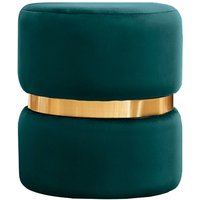 Miliboo - Runder Samtpouf in Petrolblau und Goldmetall D40 cm joy Miliboo - Runder Samtpouf in Petrolblau und Goldmetall D40 cm joy von MILIBOO