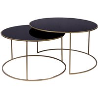 Miliboo - Satztische mit goldfarbenem Fuß und schwarz getönter Glasplatte (2er-Set) roxo von MILIBOO