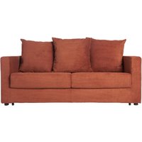 Miliboo - Schlafsofa 3-Sitzer mit Cordstoff in Terracotta mit Matratze 13cm bacio von MILIBOO