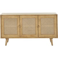 Sideboard aus Mangoholz und Rattangeflecht 3 Türen B145 cm laka - Eiche hell von MILIBOO