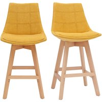 Miliboo - Skandinavische Barhocker Samteffekt in senfgelb 65 cm (2er-Satz) matilde von MILIBOO