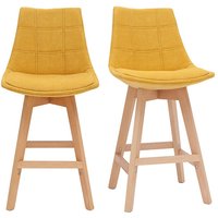 Miliboo - Skandinavische Barhocker Samteffekt in senfgelb 65 cm (2er-Satz) matilde von MILIBOO