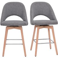 Skandinavische Barhocker aus grauem Stoff mit Samteffekt und massivem Hevea H65 cm (2er-Set) cosette von MILIBOO