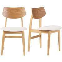 Miliboo - Skandinavische Stühle aus Stoff mit Bouclé-Wolleffekt und hellem Holz (2er-Set) elion von MILIBOO