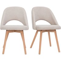 Miliboo - Skandinavische Stühle aus beigem Stoff mit Samteffekt und massivem Buchenholz (2er-Set) cosette von MILIBOO