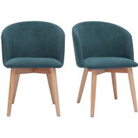 Miliboo - Skandinavische Stühle aus entenblauem Stoff mit Samteffekt und hellem Massivholz (2er-Set) vanity von MILIBOO