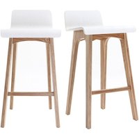 Miliboo - Skandinavischer Barhocker in Weiß mit hellem Holz H65 cm (2er-Set) baltik von MILIBOO