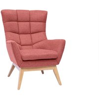 Miliboo - Skandinavischer Sessel Stoff mit Samteffekt Terracotta mit Holzfüßen brody von MILIBOO