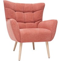 Miliboo - Skandinavischer Sessel in terrakotta Stoff (Lachs-farbe) und Holz avery von MILIBOO