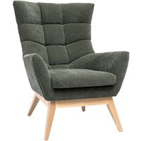 Miliboo - Skandinavischer Sessel mit Samteffekt in Khaki und Holz brody Miliboo - Skandinavischer Sessel mit Samteffekt in Khaki und Holz brody von MILIBOO
