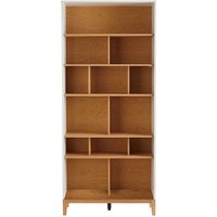 Miliboo - Skandinavisches Bücherregal aus hellem Holz mit Eichenfinish und Weiß B90 cm abel von MILIBOO