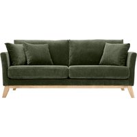 Miliboo - Skandinavisches Sofa 3-Sitzer Bezug abnehmbar SamtEffekt Khaki oslo von MILIBOO