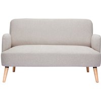 Miliboo - Skandinavisches Sofa aus beigem Stoff mit Samteffekt und hellem Holz 2-Sitzer isko von MILIBOO