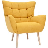 Stoffsessel mit senfgelbem Samteffekt und Holzfüßen avery von MILIBOO