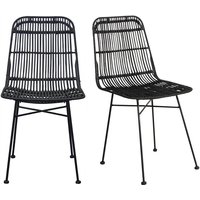 Miliboo - Stühle Rattan Natur schwarz lackiert 2 Stk. malacca - Schwarz von MILIBOO