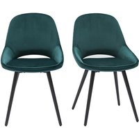 Stühle aus petrolblauem Samt und schwarzem Metall (2er-Set) bodega - Blaues Öl von MILIBOO