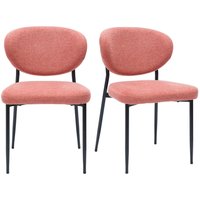 Miliboo - Stühle aus samtigem Textur-Terrakotta-Stoff und schwarzem Metall (2er-Set) breka von MILIBOO