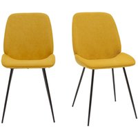 Stühle aus senfgelbem Stoff mit Samteffekt mit Beinen aus schwarzem Metall (2er-Set) kaoly - Gelb von MILIBOO
