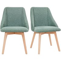 Miliboo - Stühle mit Stoff in strukturiertem Samteffekt in Grün und hellem Holz (2er-Set) higgins von MILIBOO