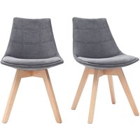 Miliboo - Stühle skandinavisch aus dunkelgrauem Stoff und Holz (2er-Set) matilde - Dunkelgrau von MILIBOO