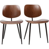 Miliboo - Stühle tobias dunkles Holz und schwarzes Metall (2er-Set) von MILIBOO