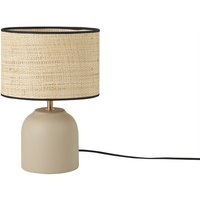 Tischleuchte aus emaillierter Keramik in Taupe mit Lampenschirm aus Bast H35 cm rocha - Taupe von MILIBOO
