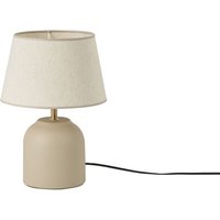 Tischleuchte aus matter Keramik in Beige mit Lampenschirm aus Leinen H35 cm simao von MILIBOO