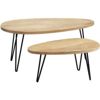 Miliboo - Verschachtelte Couchtische aus solidem Mangoholz und Metall (2er-Set) vibes von MILIBOO
